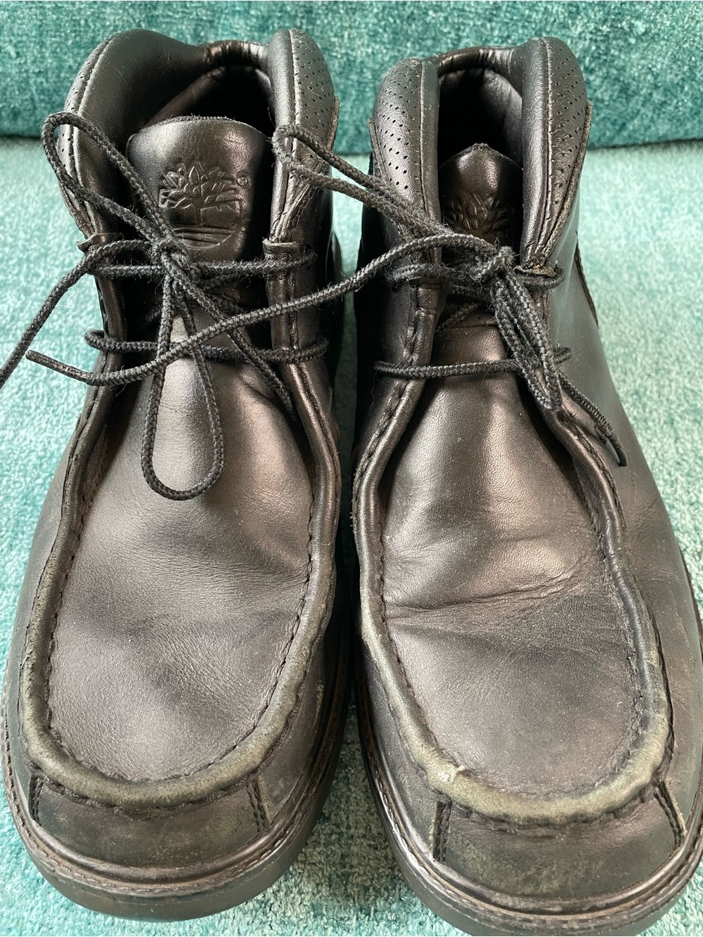 Timberland Men’s Black Leather Chukka Moc Toe Boots Size 10